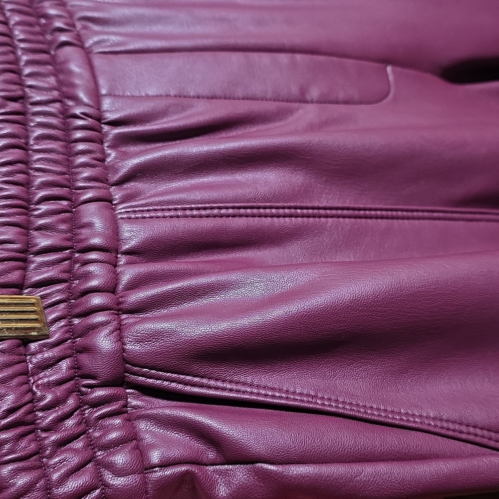 Express Burgandy Faux Leather Joggers, Size M - Picture 4 of 11